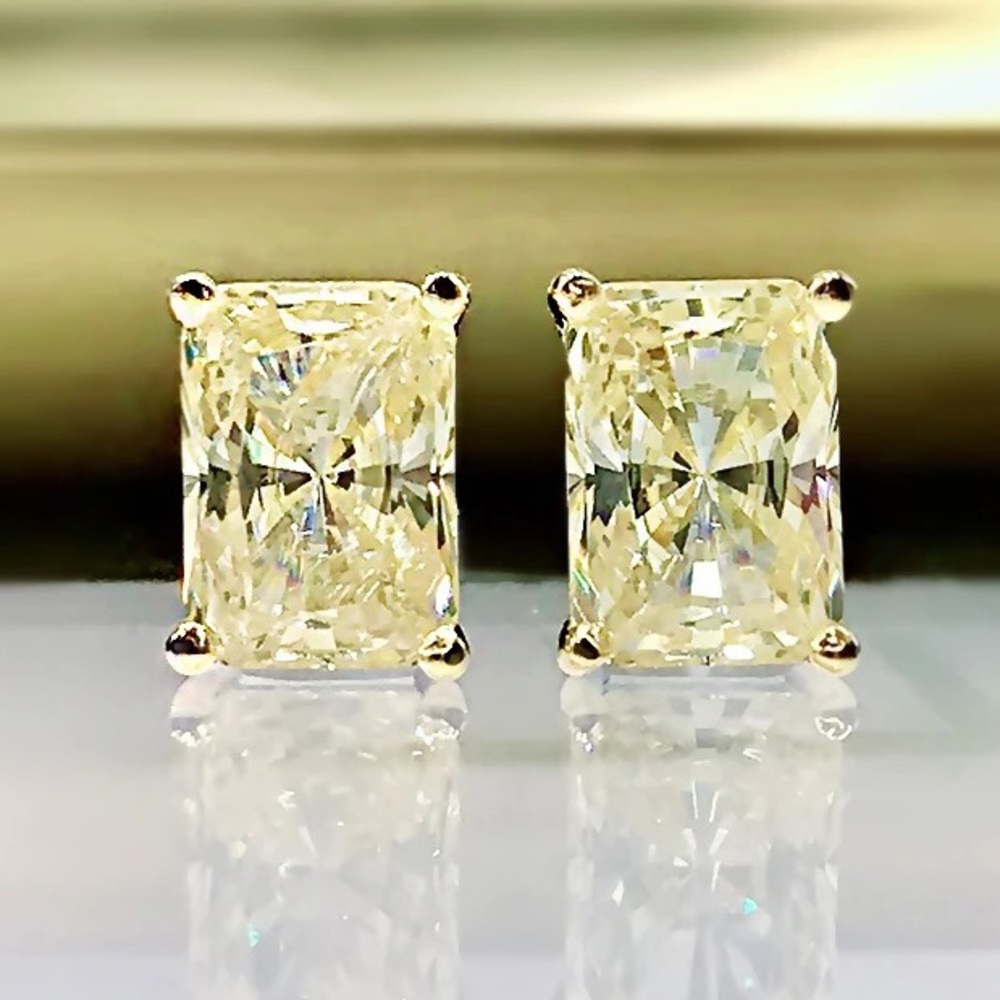 1ct Radiant Canary Studs - Picture 1 of 13